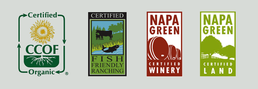 Certified CCOF Organic | Certified Fish Friendly Ranching | Napa Green Certified Winery | Napa Green Certified Land